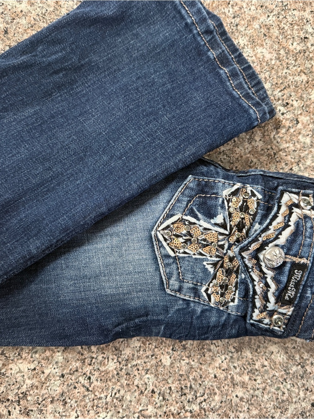 Miss Me Dark Blue Jeans with Embellished Back Pocket